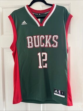 adidas Green and Red Milwaukee Bucks #12 Jersey